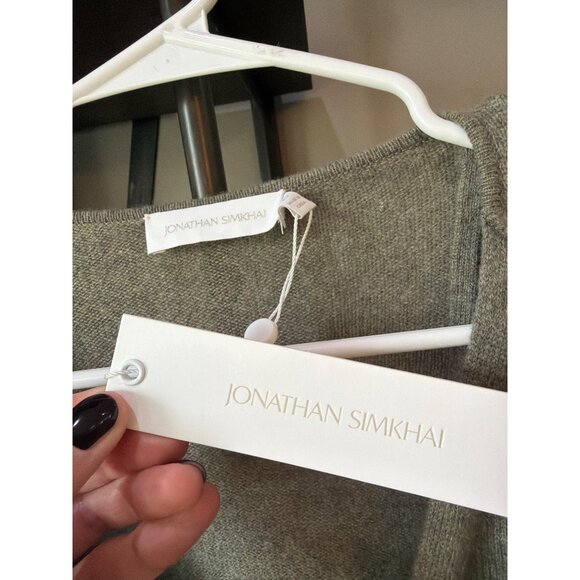 SIMKHAI Anna Cashmere Wrap Sweater GRAY SAGE GREEN Womens Size XS - Picture 9 of 11